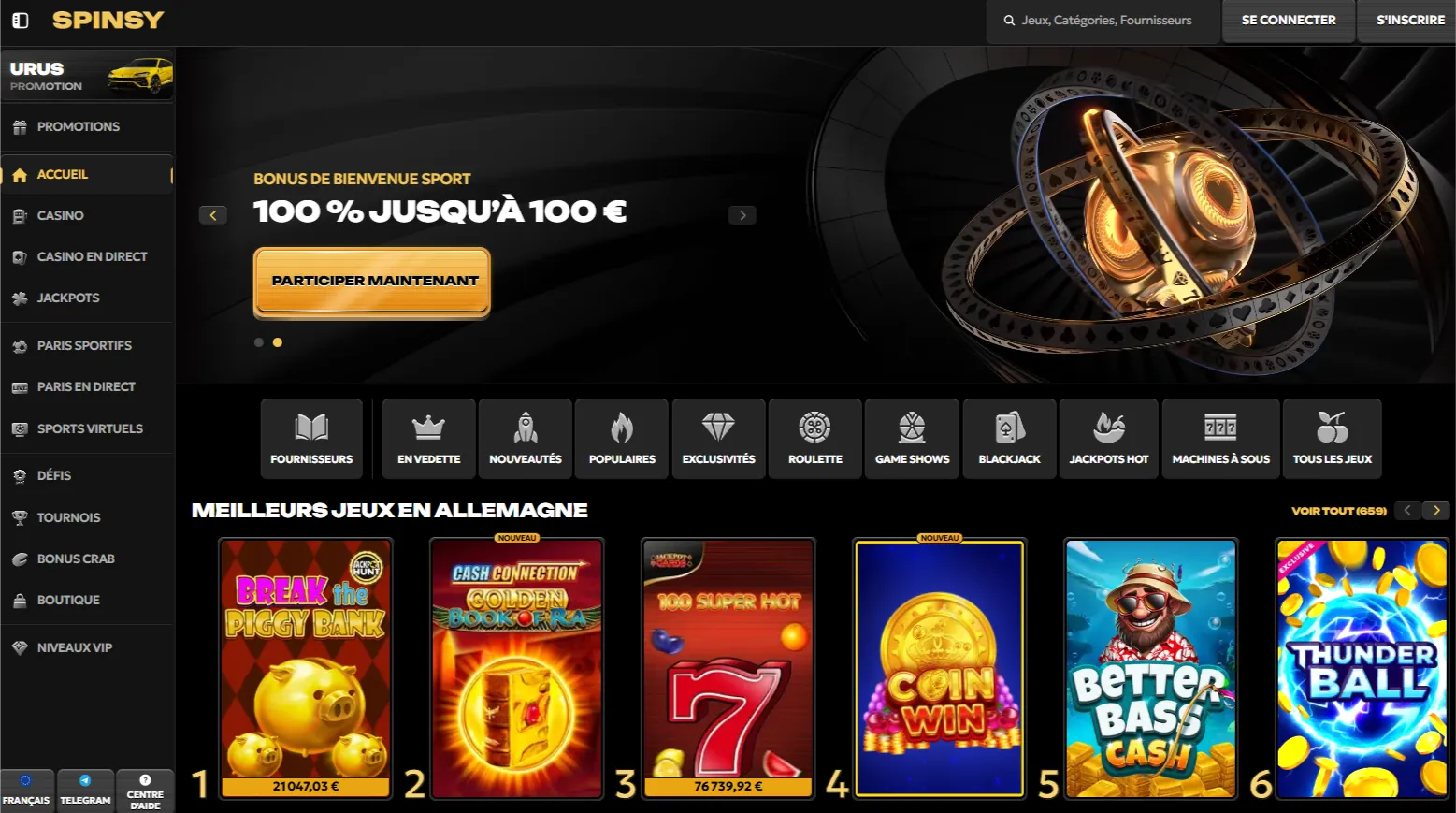 Récupération de l'identifiant et du mot de passe – Spinsy Casino connexion